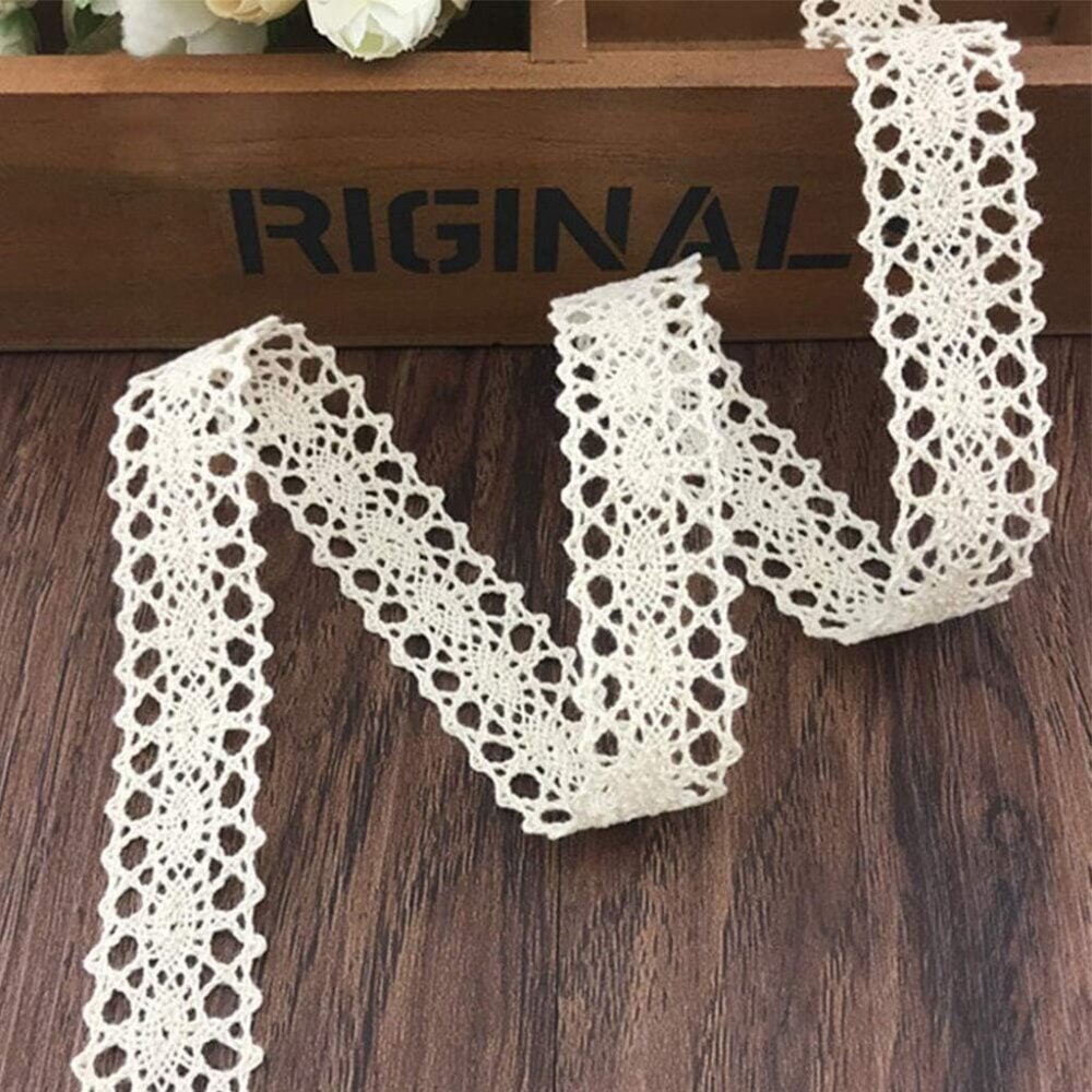 28 Yards Beige Lace Ribbon Cotton Crafts Vintage Sewing Crochet Ribbon Trimming